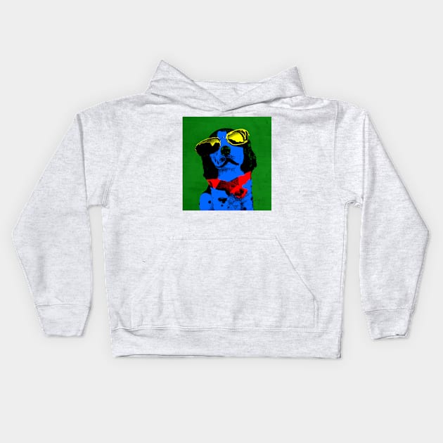 BLUE DOG FUNNY POP ART Kids Hoodie by NYWA-ART-PROJECT